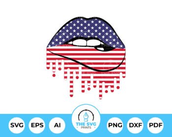 4th of July American Drippy Lips Sublimation SVG