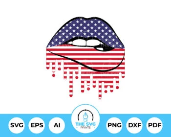 4th of July American Drippy Lips Sublimation SVG