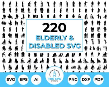 Elderly Disabled Silhouette SVG Bundle-The SVG Prints