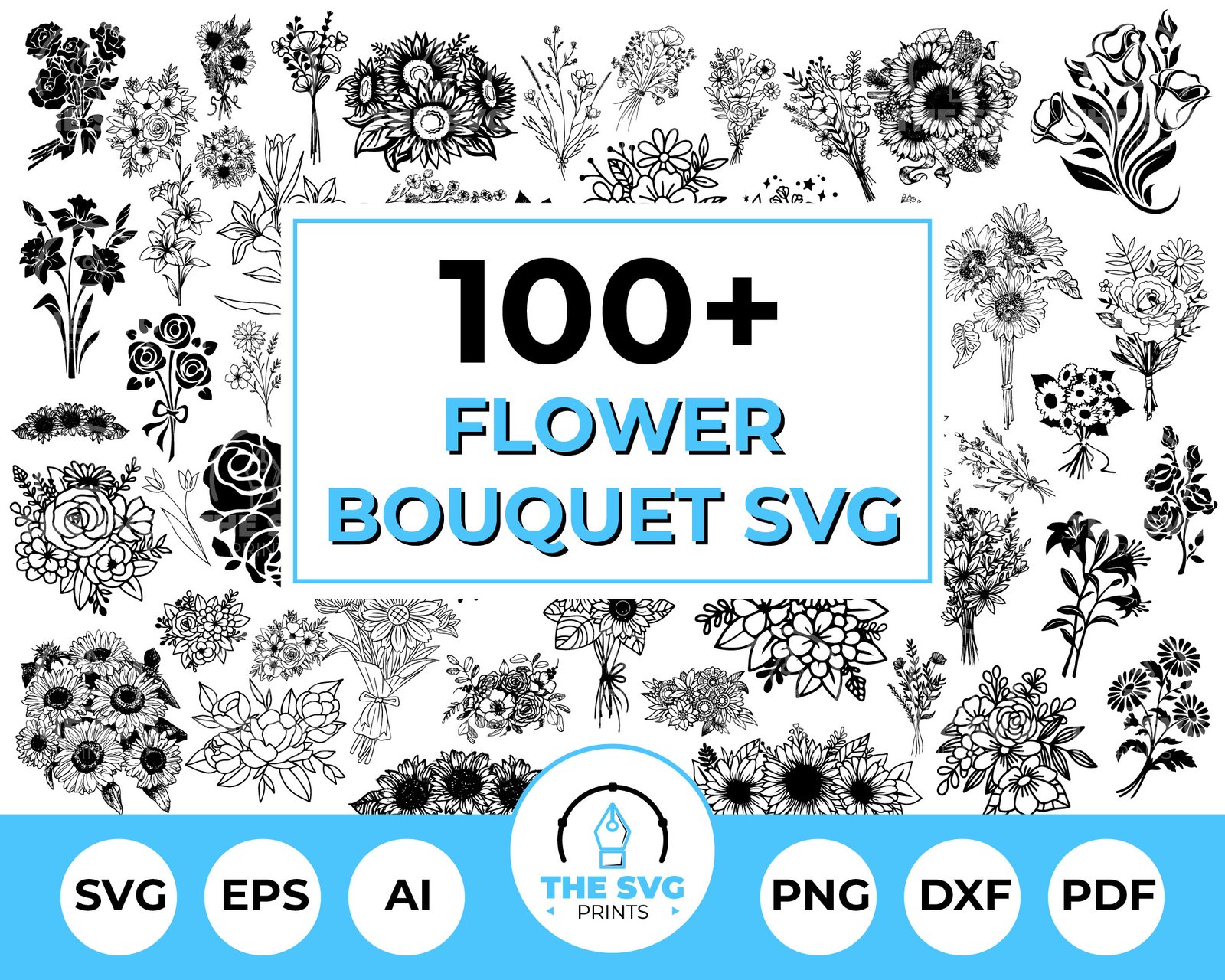 Flower Bouquet SVG Mega Bundle - The SVG Prints Flower Bouquet SVG Mega Bundle - The SVG Prints