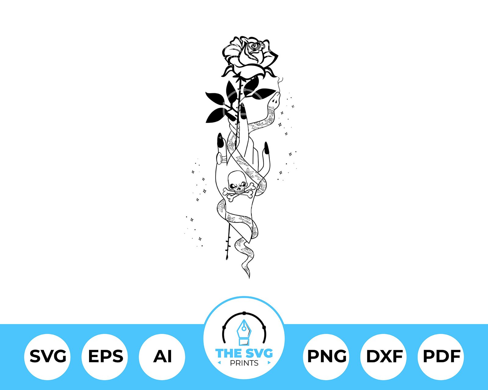 Gothic Hand Rose SVG - The SVG Prints Gothic Hand Rose SVG - The SVG Prints