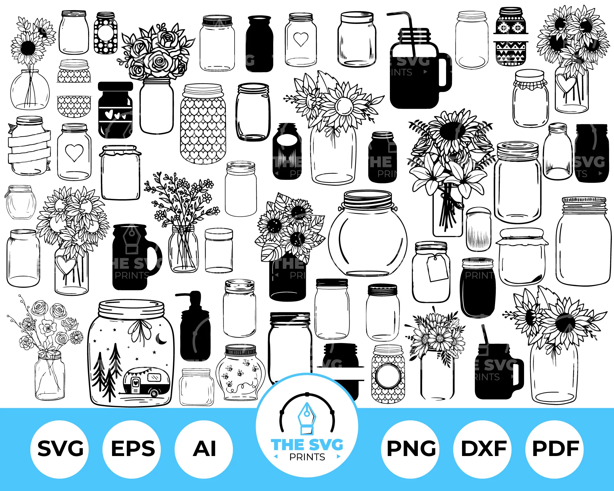 Mason Jar Cut File - The SVG Prints Mason Jar Cut File - The SVG Prints