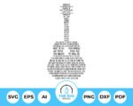 Personalised Guitar Shaped Lyrics SVG - The SVG Prints