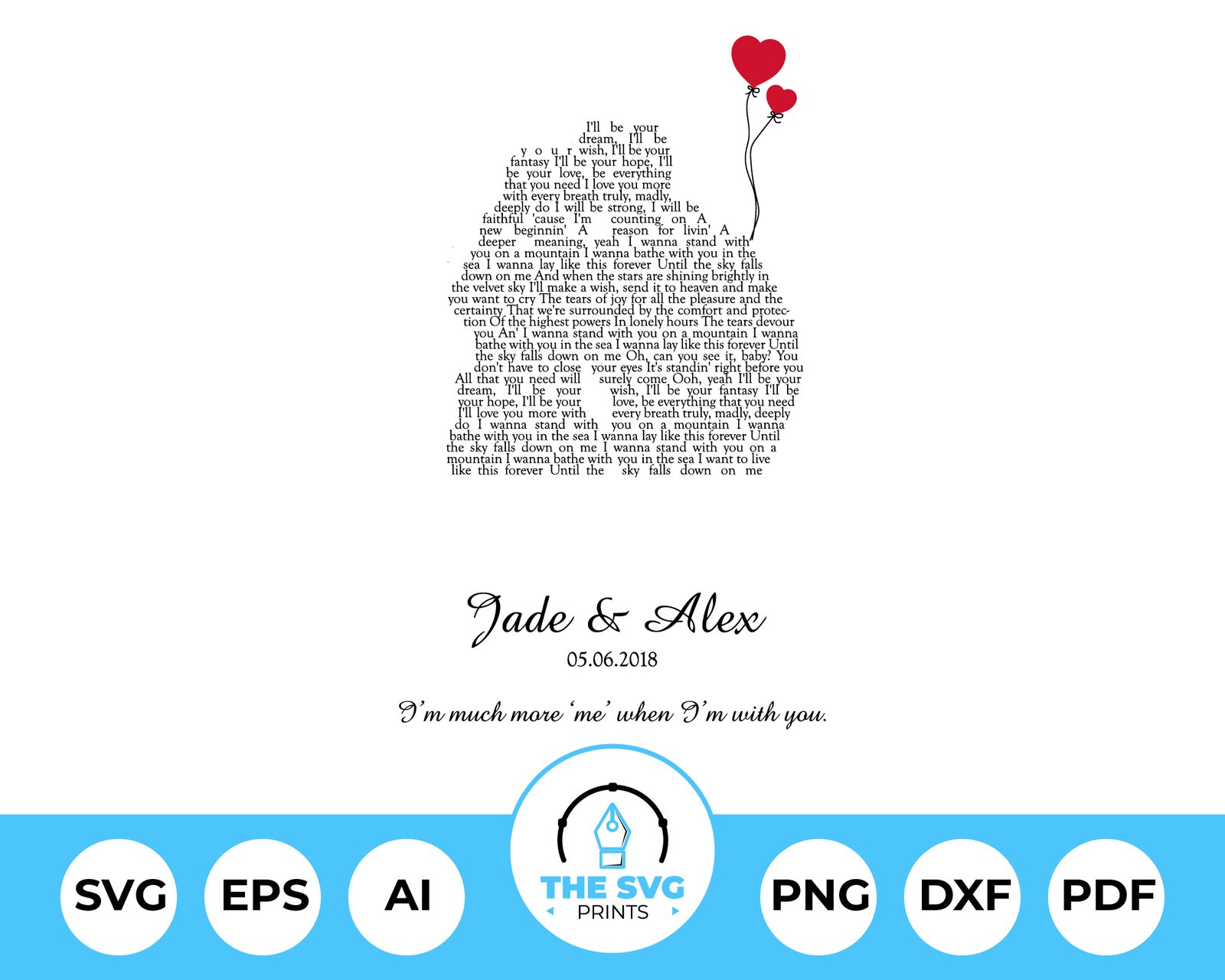 Personalized Couple Portrait Lyrics - The SVG Prints Personalized Couple Portrait Lyrics - The SVG Prints