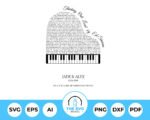 Grand Piano Shaped Lyrics – The SVG Prints
