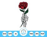 Skeleton Hand With Rose - The SVG Prints