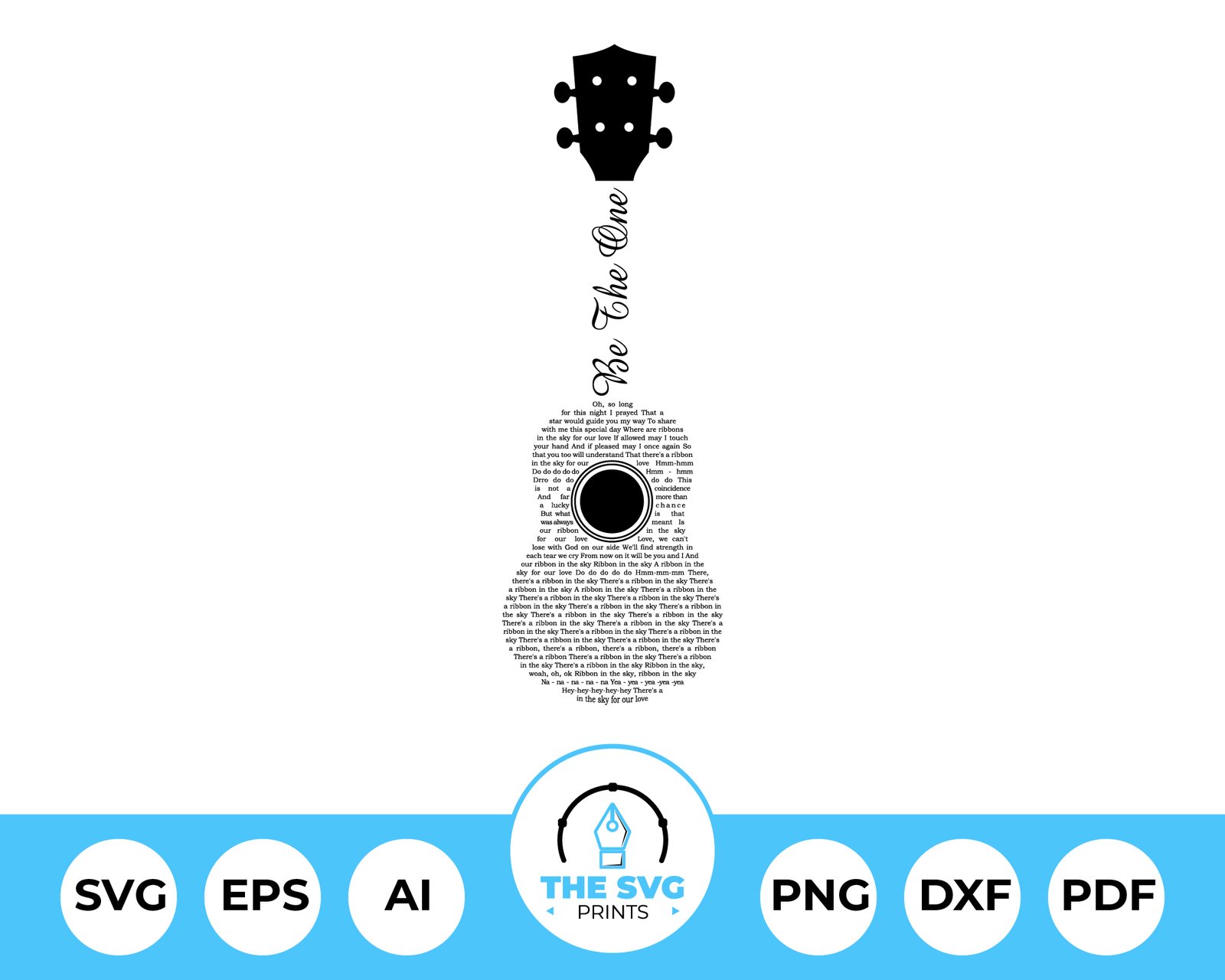 Personalised Ukelele Shaped Lyrics With Title SVG Personalised Ukelele Shaped Lyrics With Title SVG
